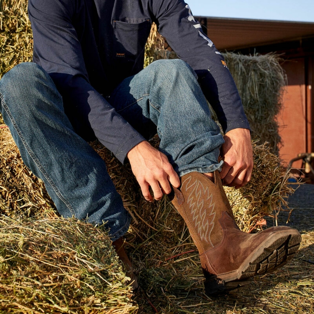 Ariat Work Groundbreaker Men's Brown Western Boots, ASTM F2892 Size 10D.